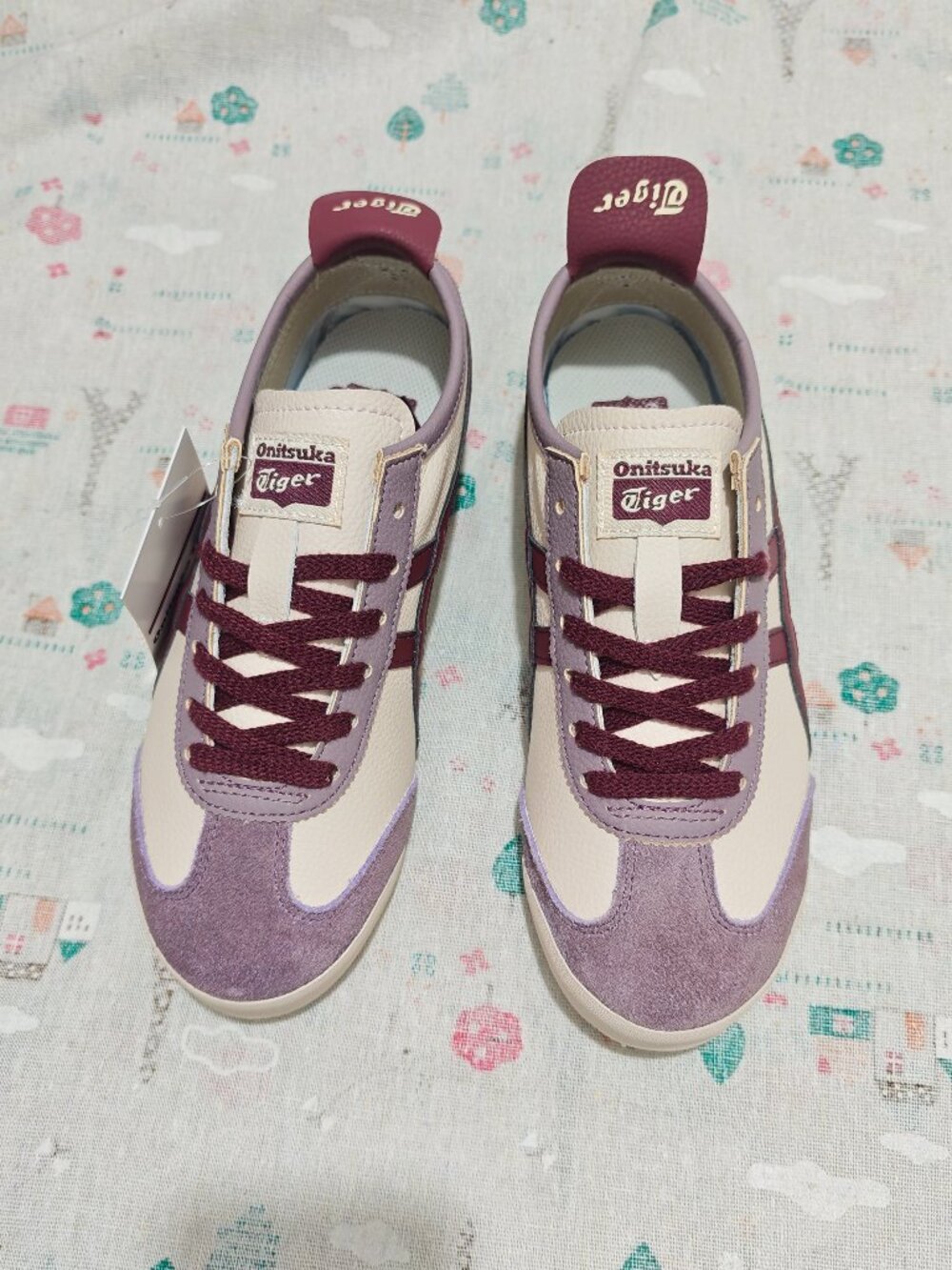 Onitsuka Tiger Mexico 66 Cream Burgundy Purple Sneakers Unisex - Picture 2 of 9